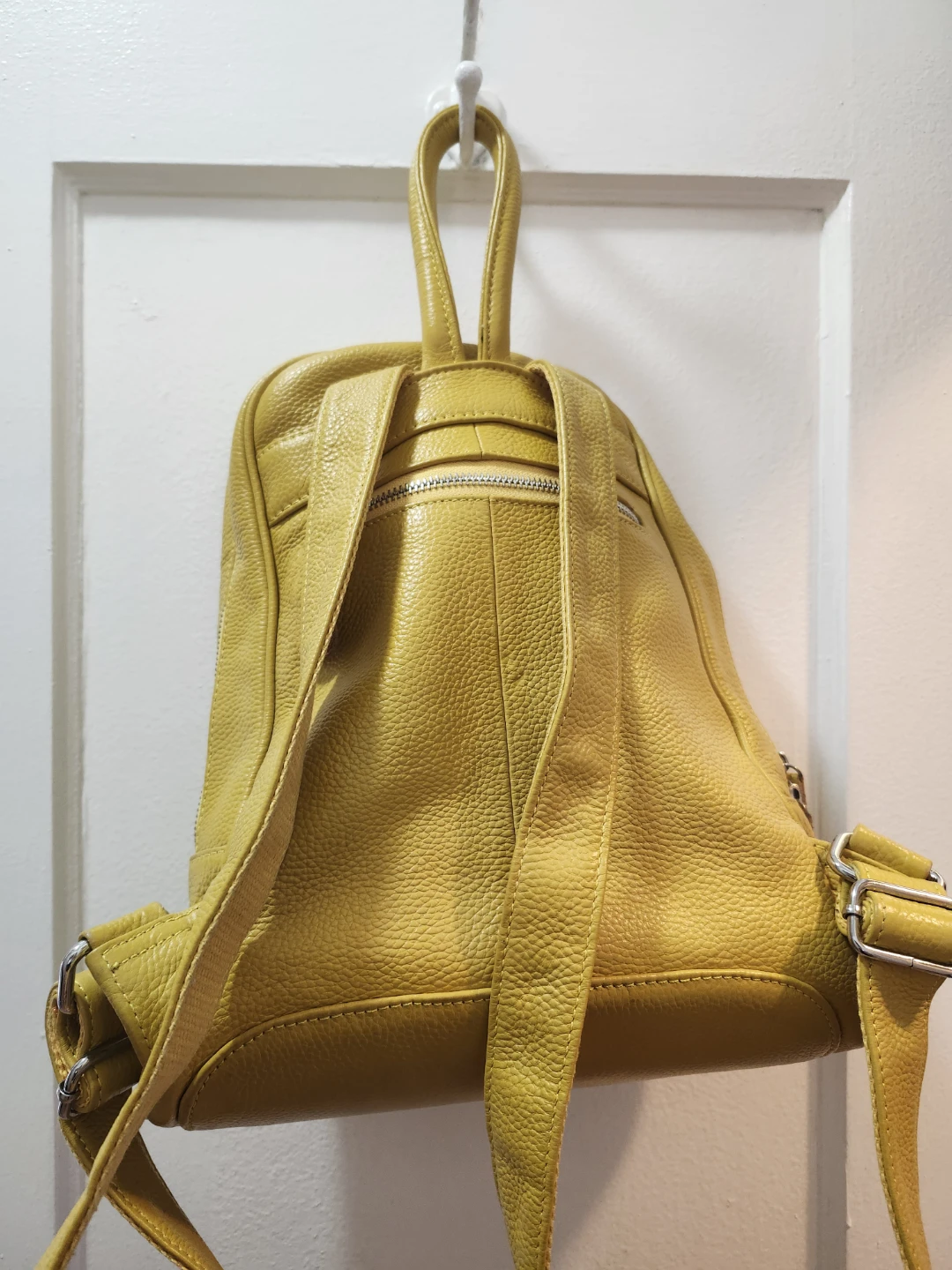 Yellow pebble leather backpack - photo 2
