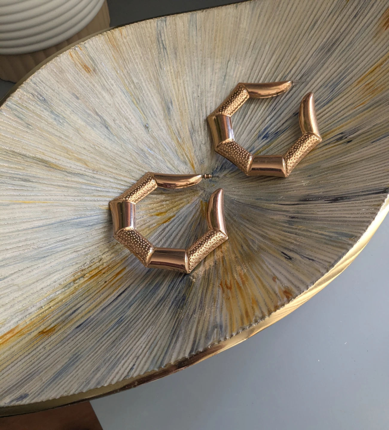AKIRA Gold Chunky Geometric Bamboo Hoop Earrings