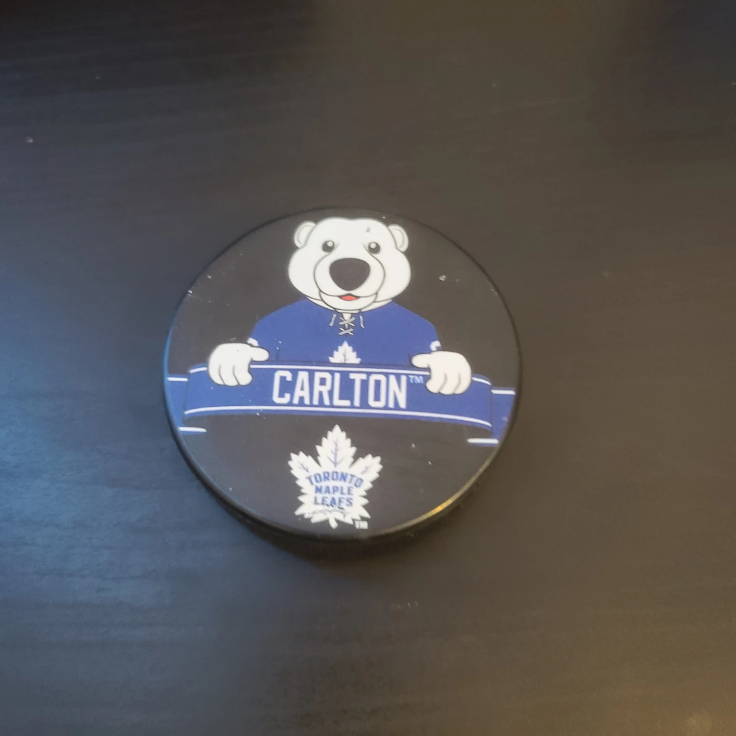 Toronto Maple Leafs Carlton the Bear Hockey Puck