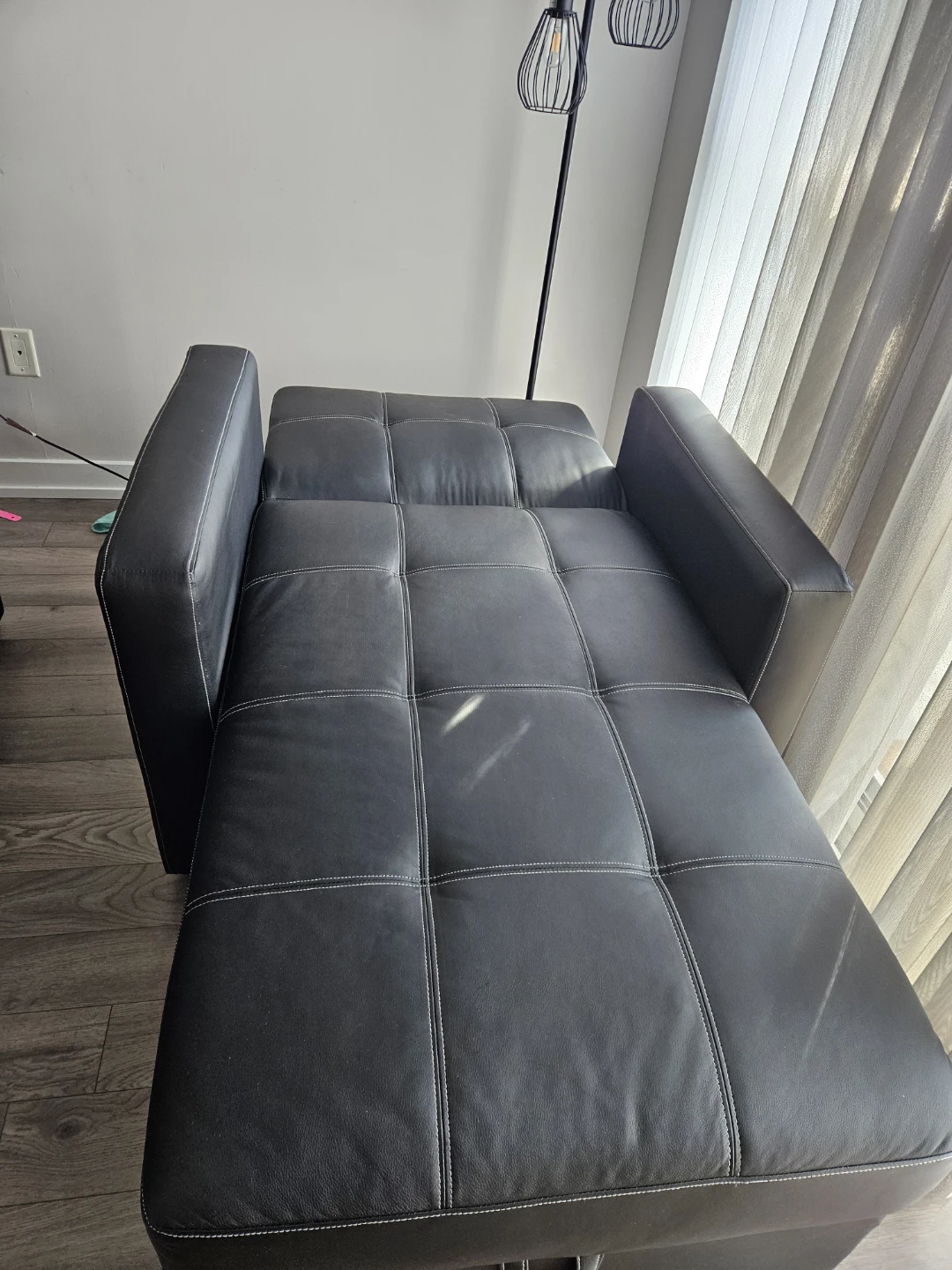 The Brick - Black Convertible Faux Leather Chaise Lounge - photo 2