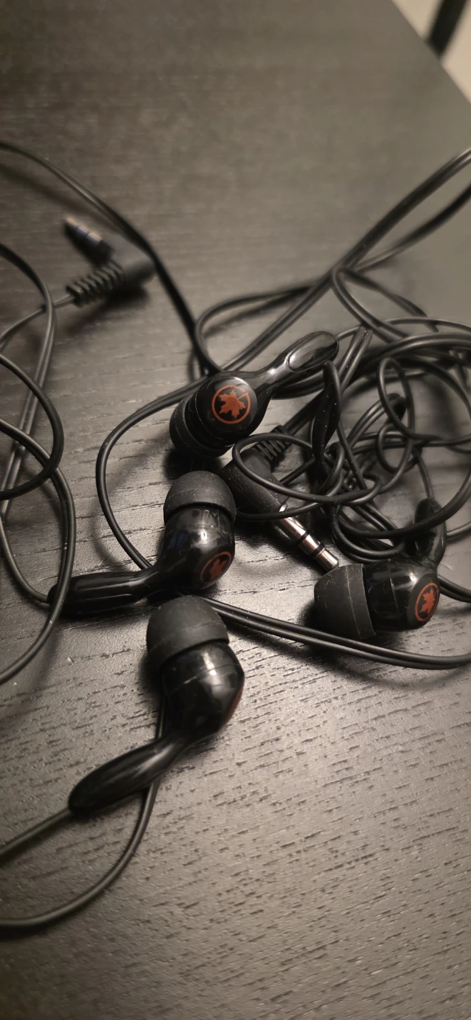 Black Wired Earbuds with Maple Leaf Logo