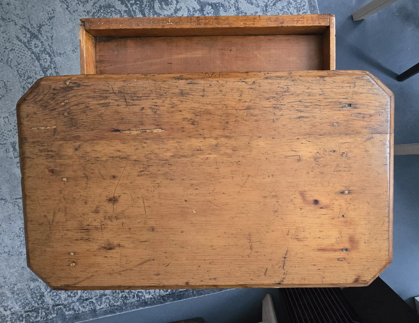 Vintage Wooden Side Table with Drawer - photo 3