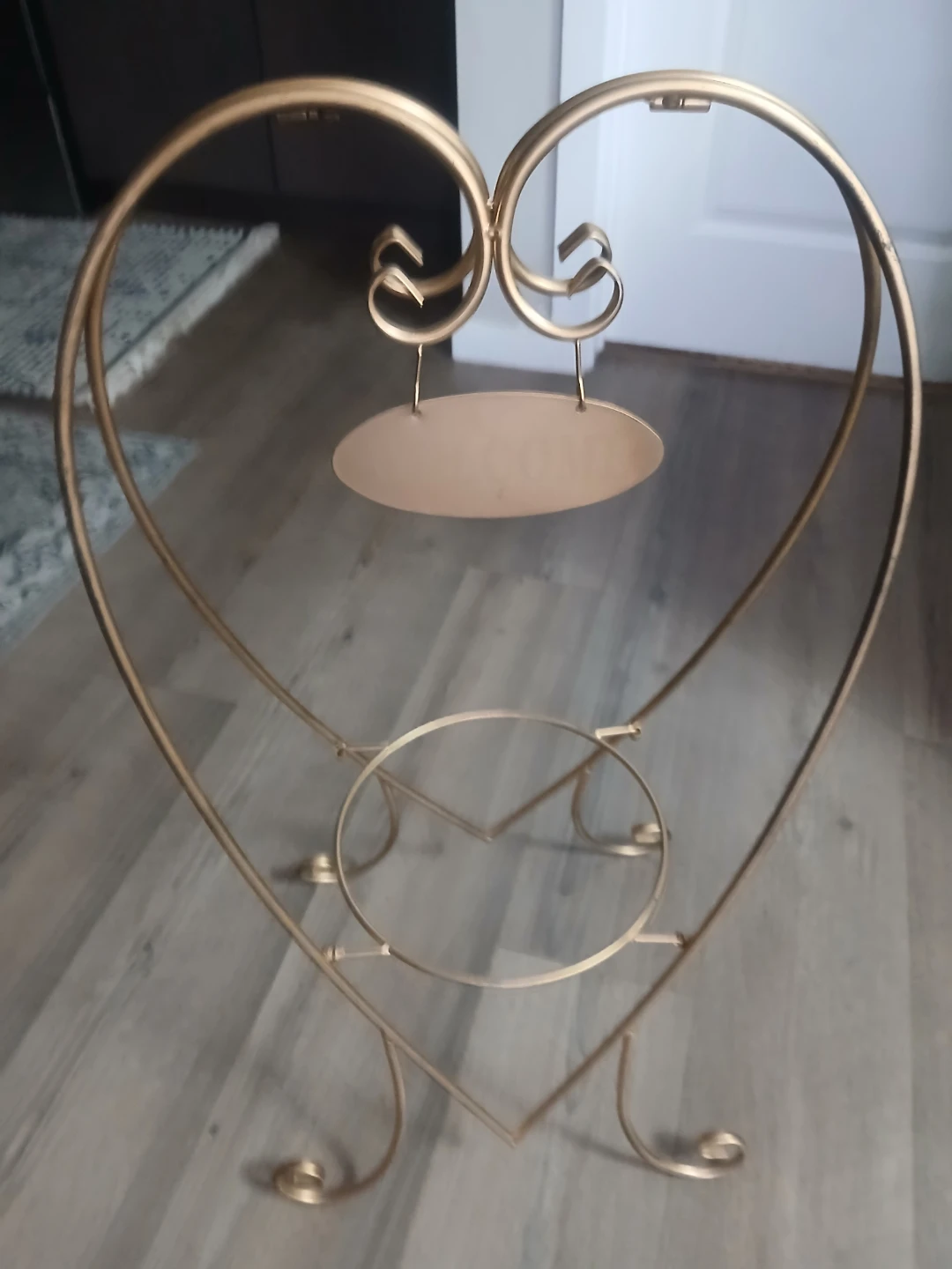 Gold Heart Shaped Plant Stand - photo 2