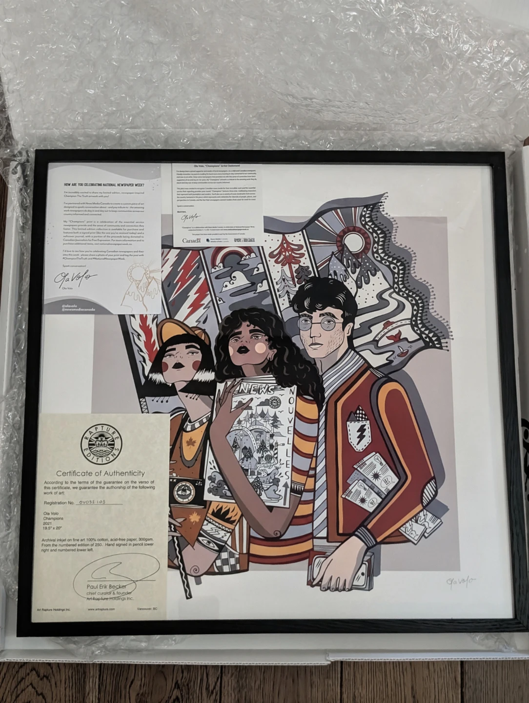 Nib! "Champions" Ola Volo Limited Edition Framed Art Print - photo 2