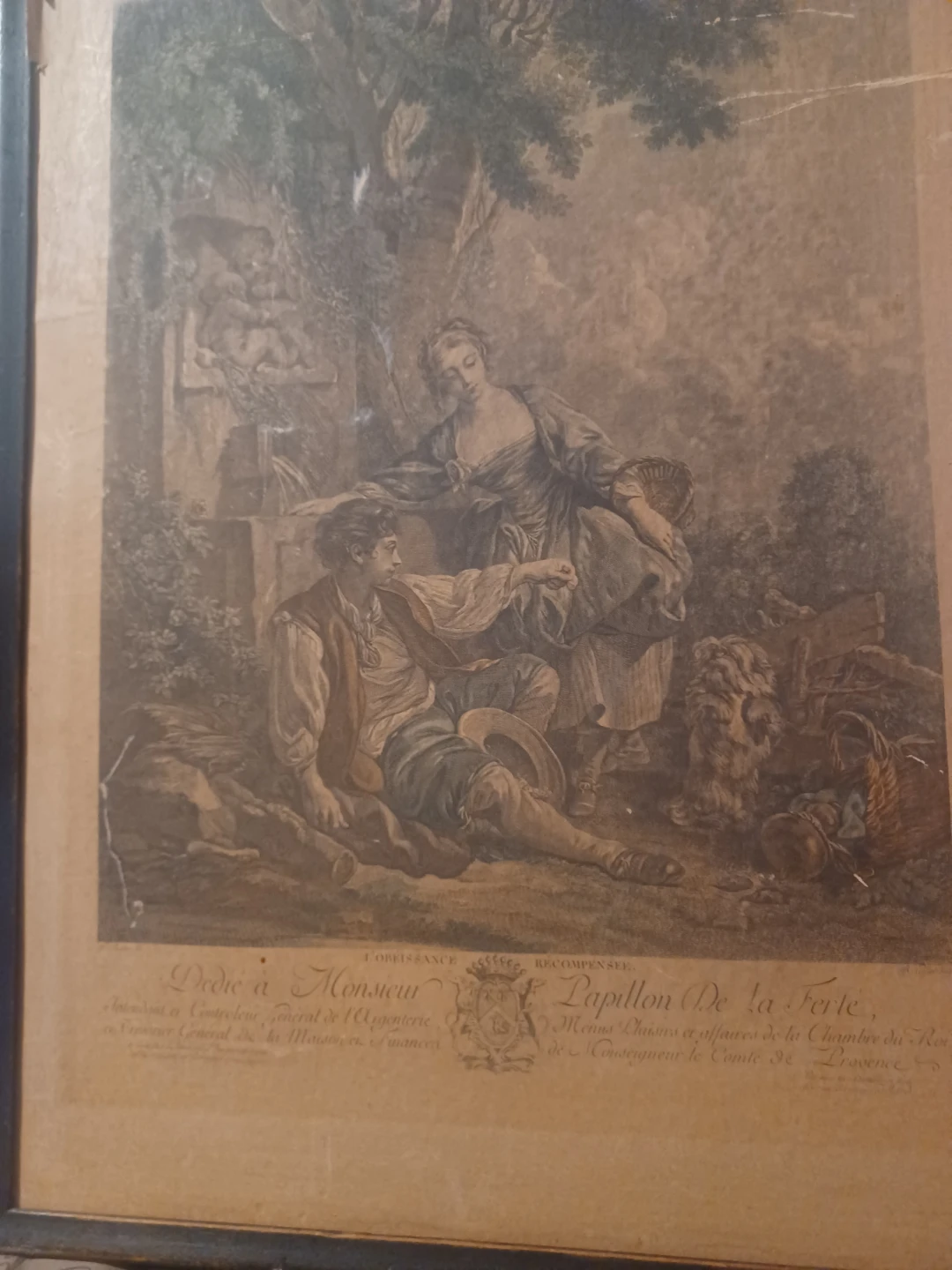 Vintage L'Obeissance Recompensee Framed Print - photo 2