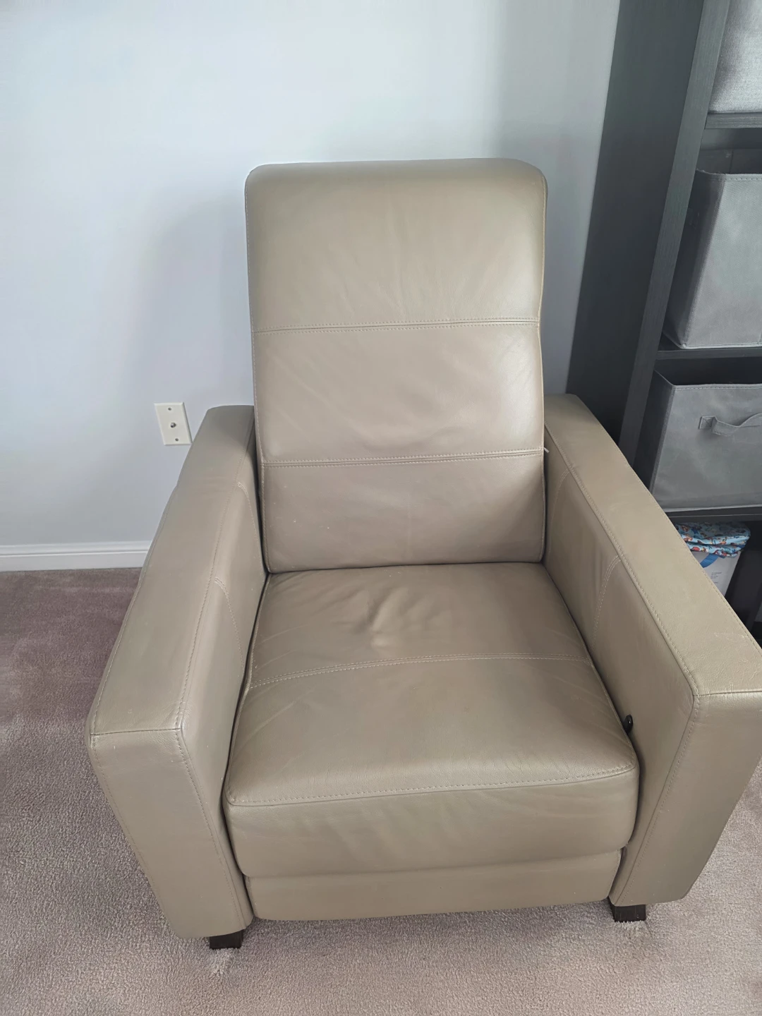 Beige Leather Recliner