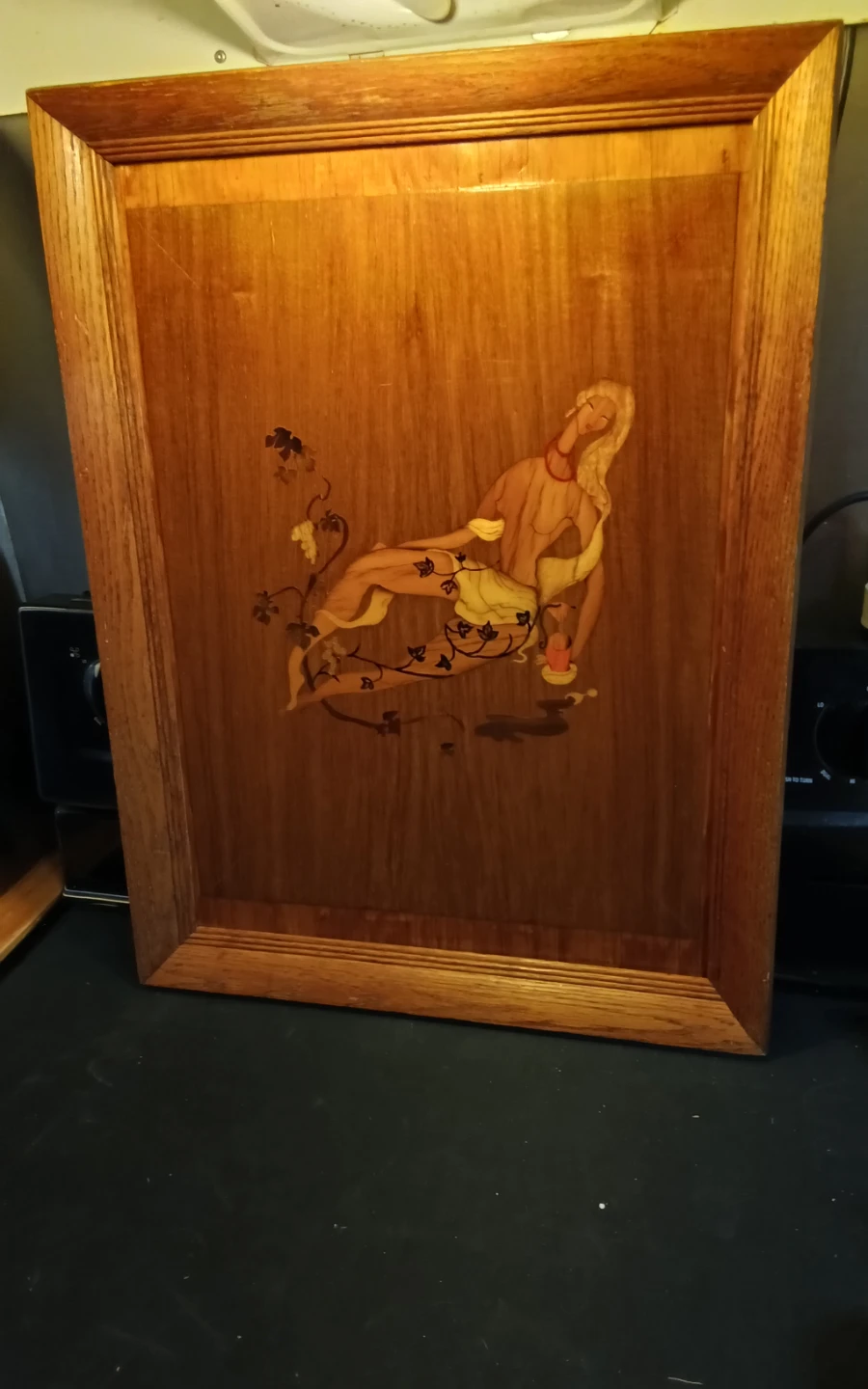 Vintage Mid-Century Art Deco Wood Marquetry Wall Art