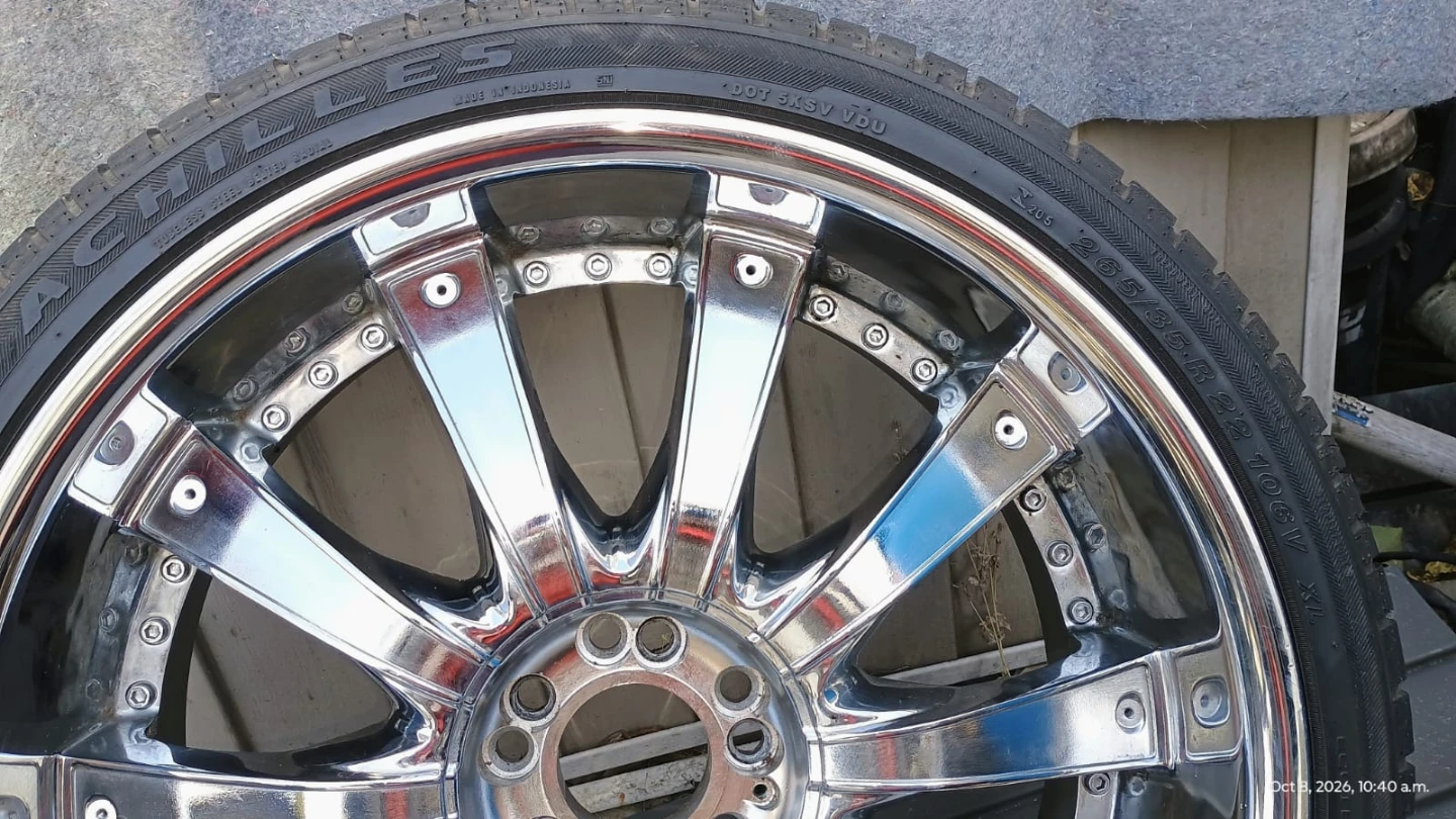 Set of 3 Chrome Wheels with 265/35 R22 Tires - photo 2