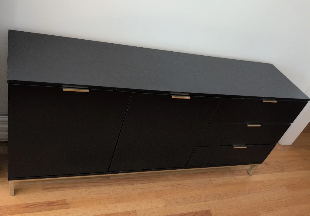 Modern Black Sideboard with Gold Accents