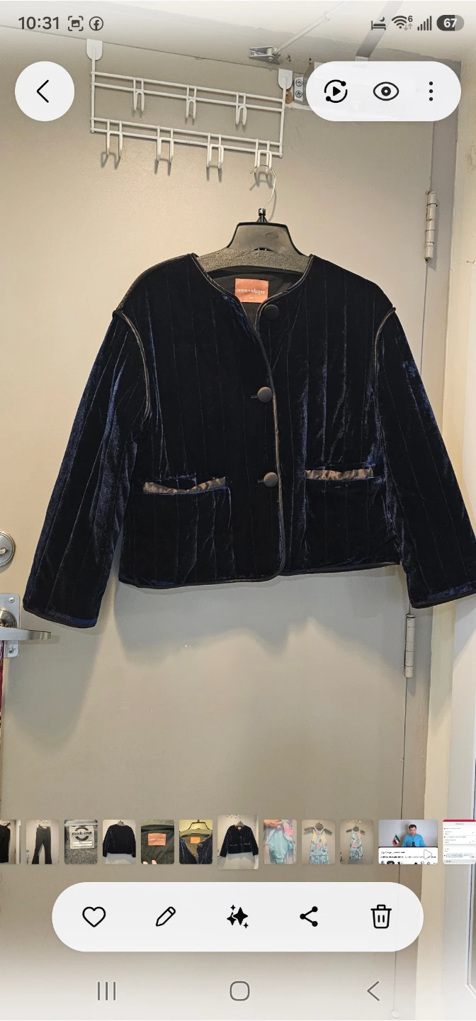 Wave + Whisper Navy Blue Velvet Jacket