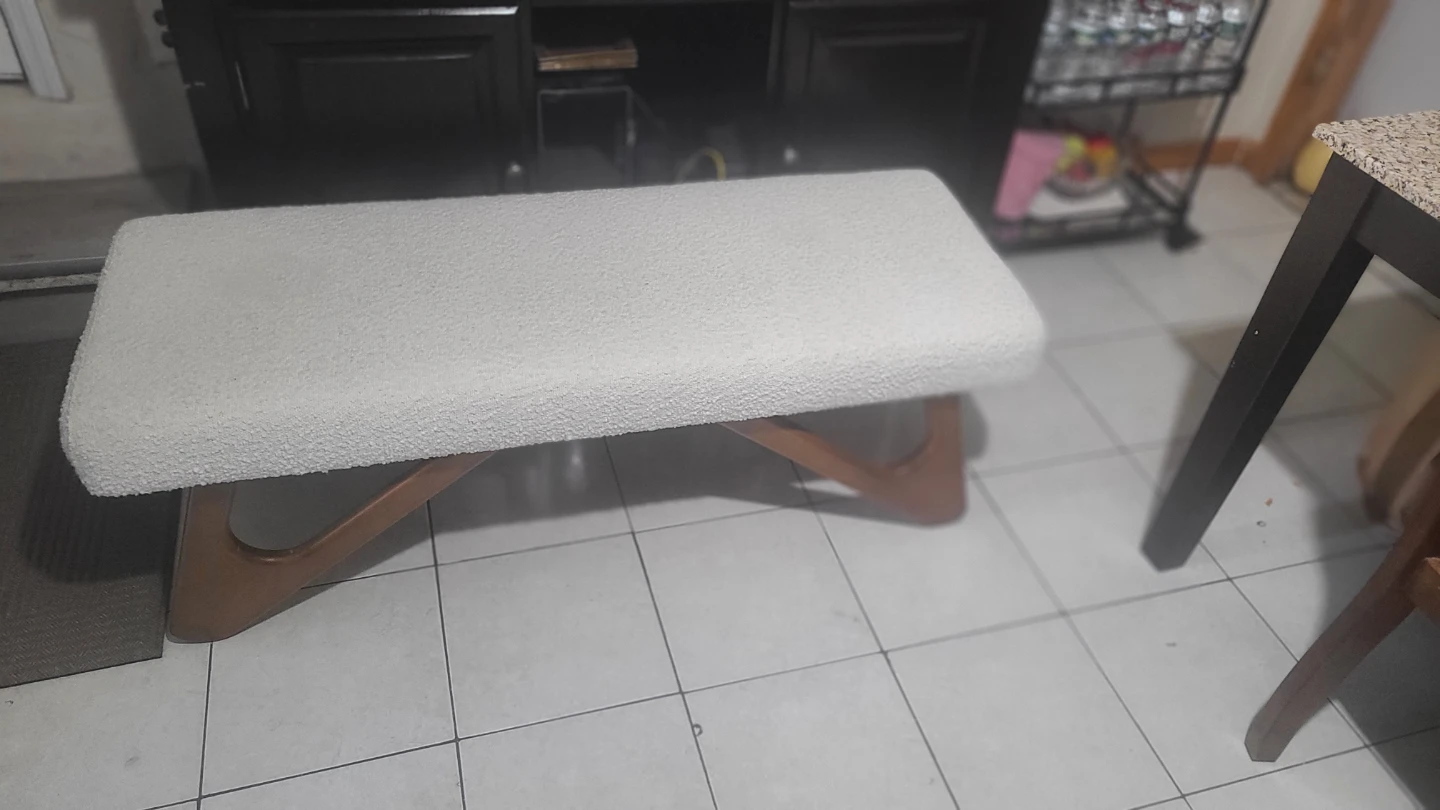 Cream Boucle Upholstered Bench - photo 2