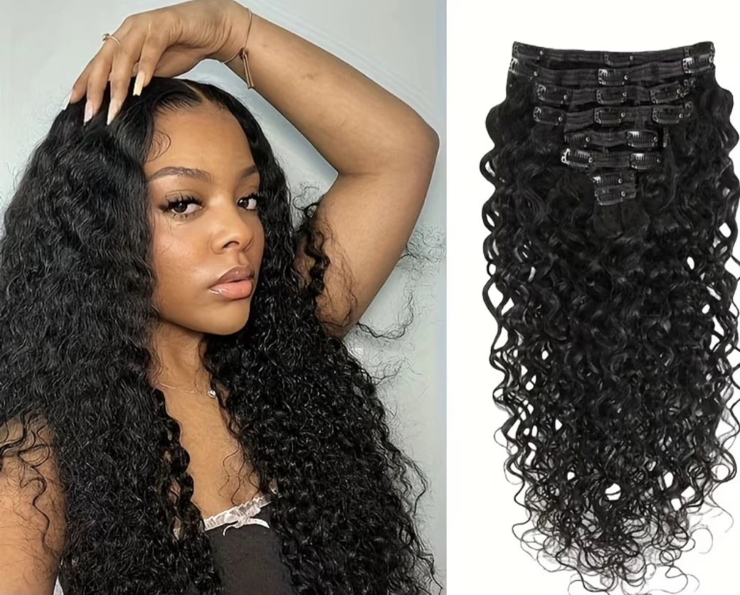 2 set of real human hair 30 inch curly / kinky / water wave
