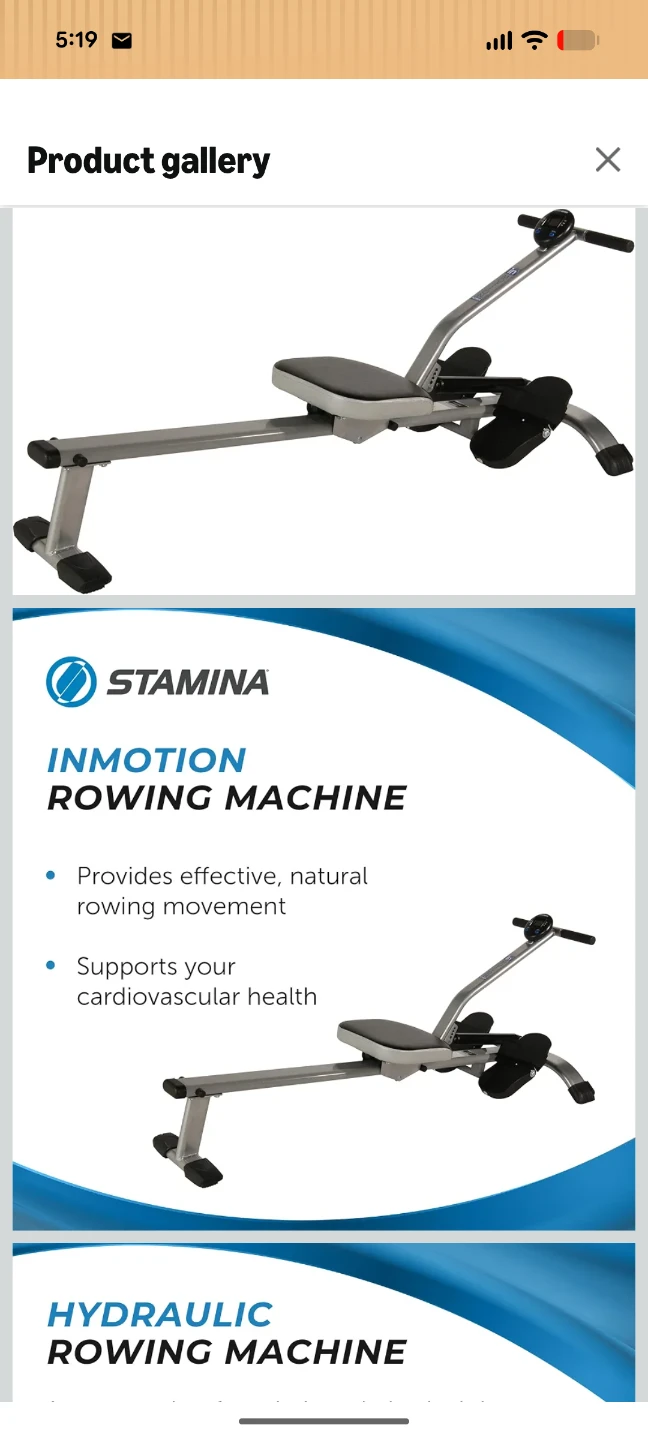 Stamina InMotion Hydraulic Rowing Machine - photo 3