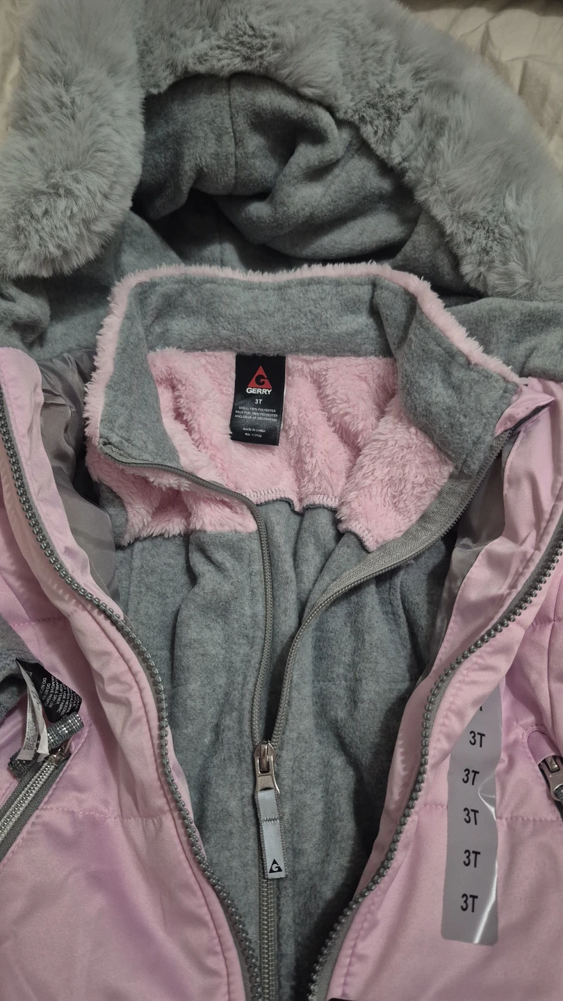 Pink quilted Girls Kids' Systems Jacket, has 2pc with hat - photo 3