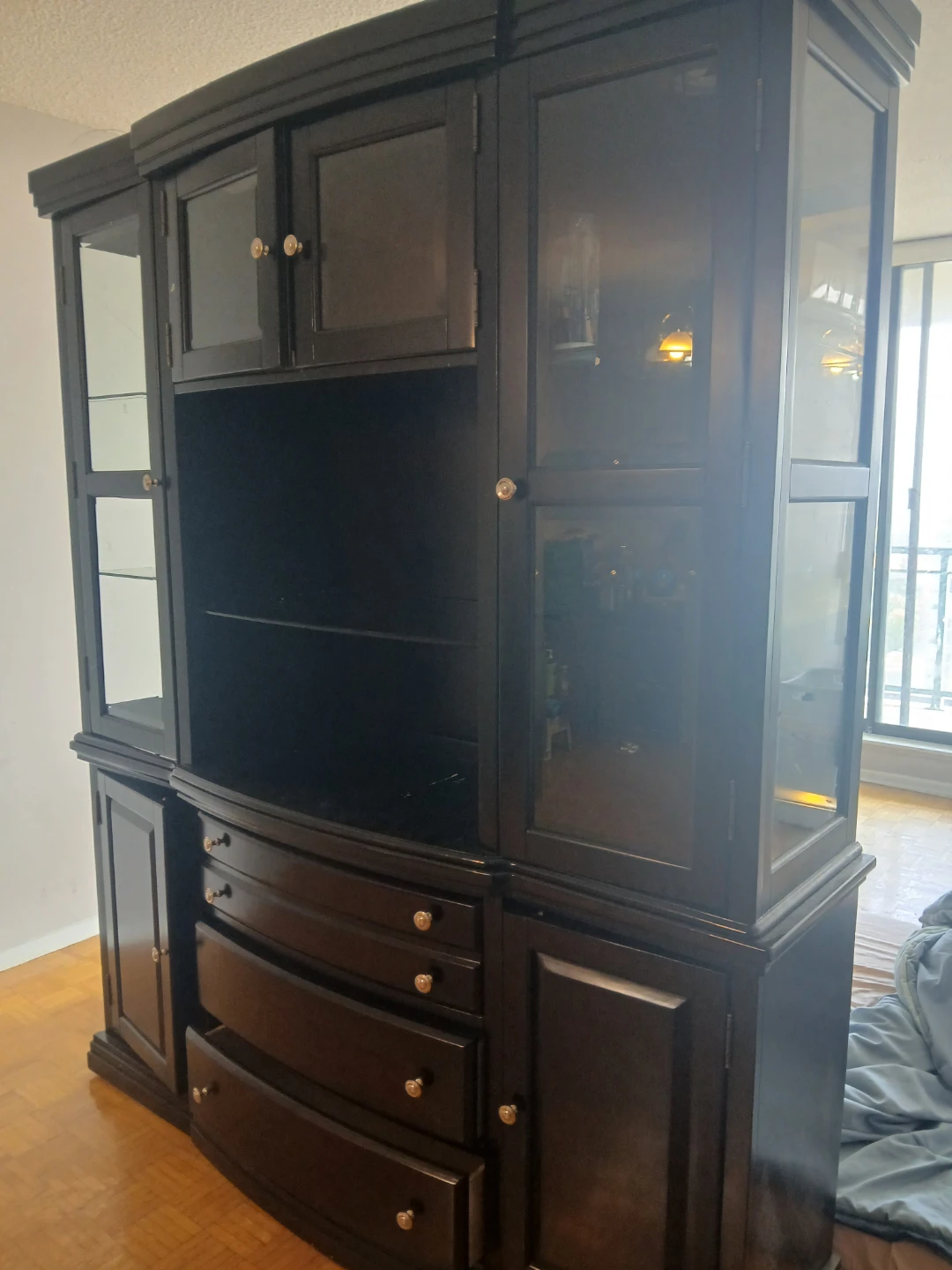 Black China Cabinet and Hutch - photo 3