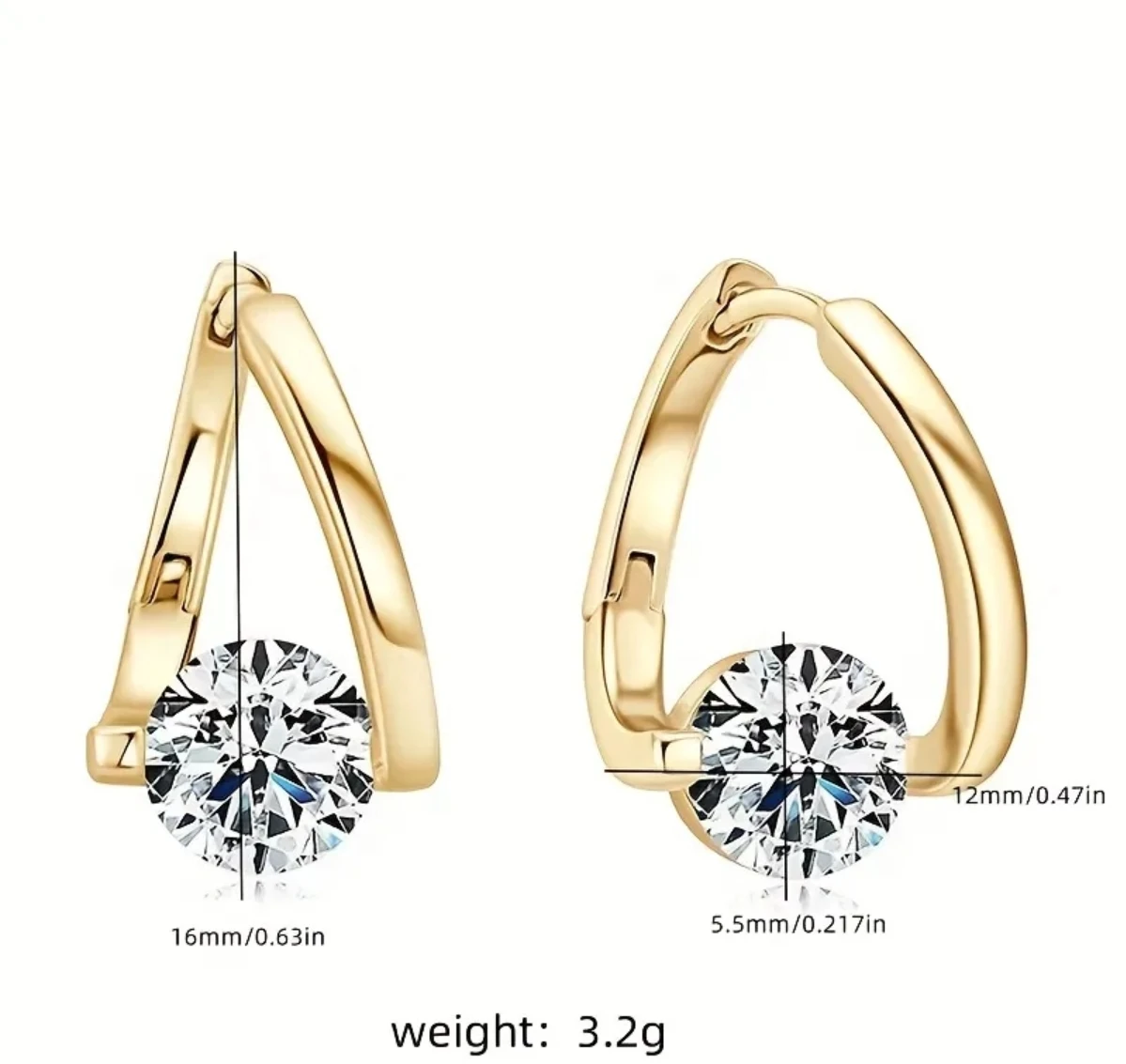Gold-toned hoop earrings with crystal stones - photo 2