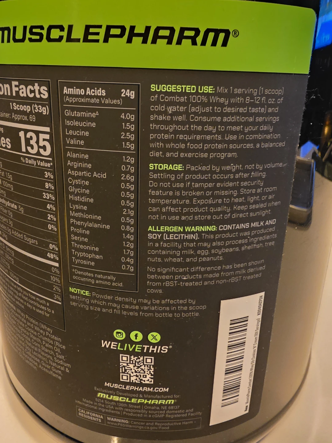 MusclePharm Combat 100% Whey Protein Cookies 'N' Cream - photo 4