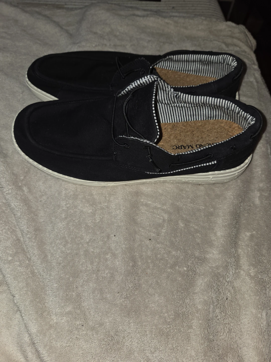 Bruno Marc Black & Striped-Lined Boat Shoes in a Men's 12 - photo 5