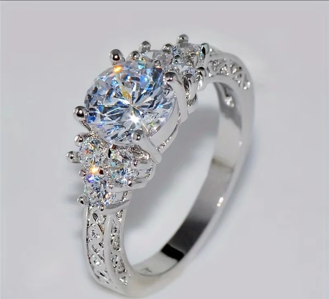 Silver-toned cz decorative ring - photo 3