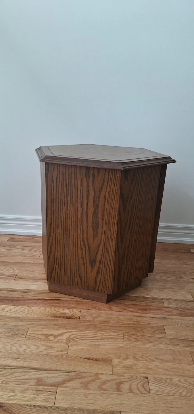 Vintage Hexagonal Wood Side Table - photo 2