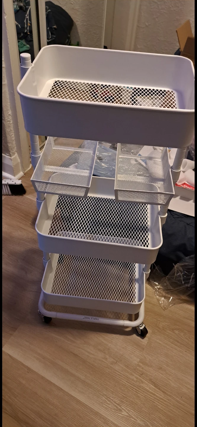 Triple Tree White 3-Tier Rolling Utility Cart