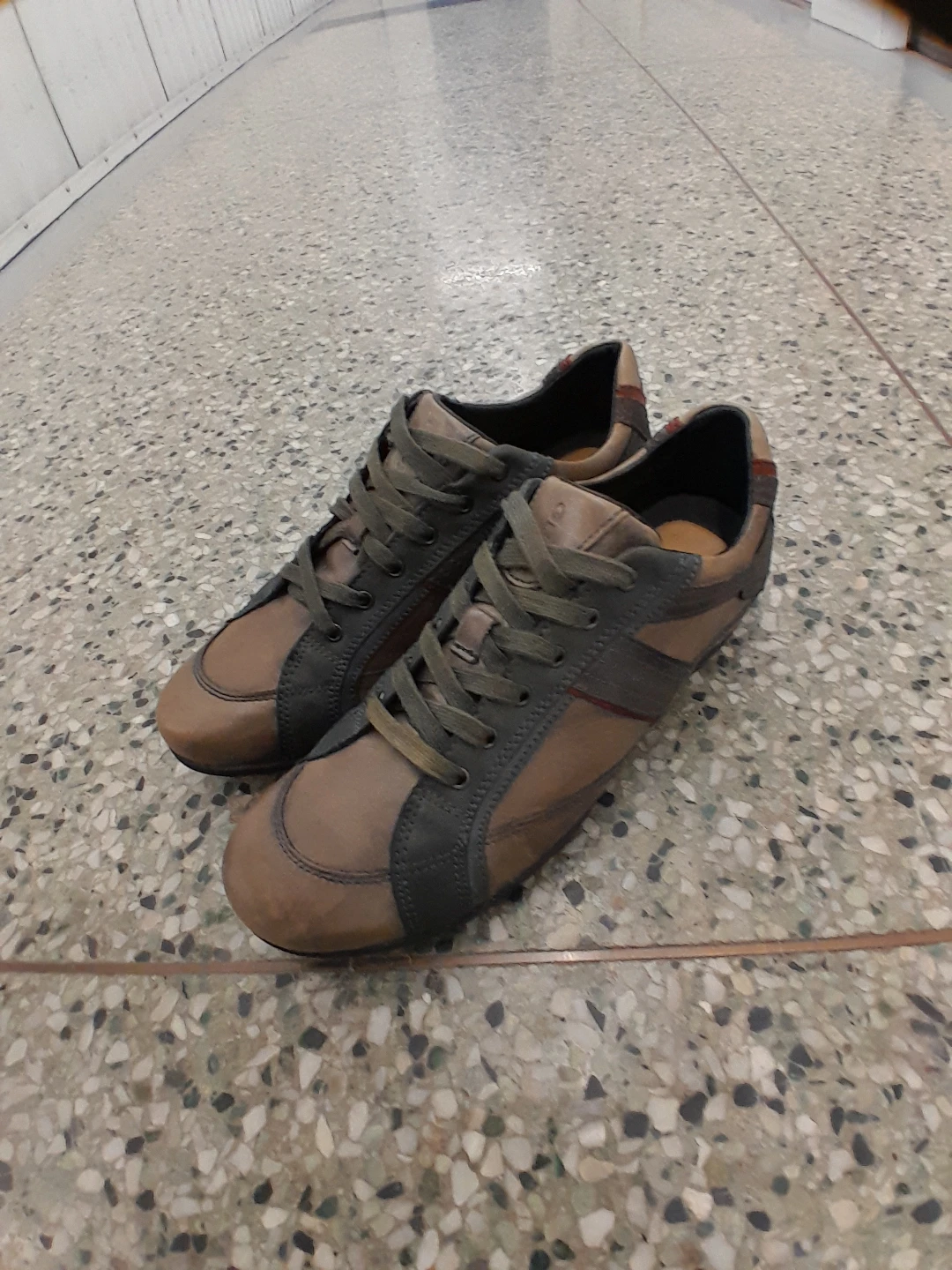 Geox Brown Leather Sneakers Vintage look Men's Size 11 - photo 2
