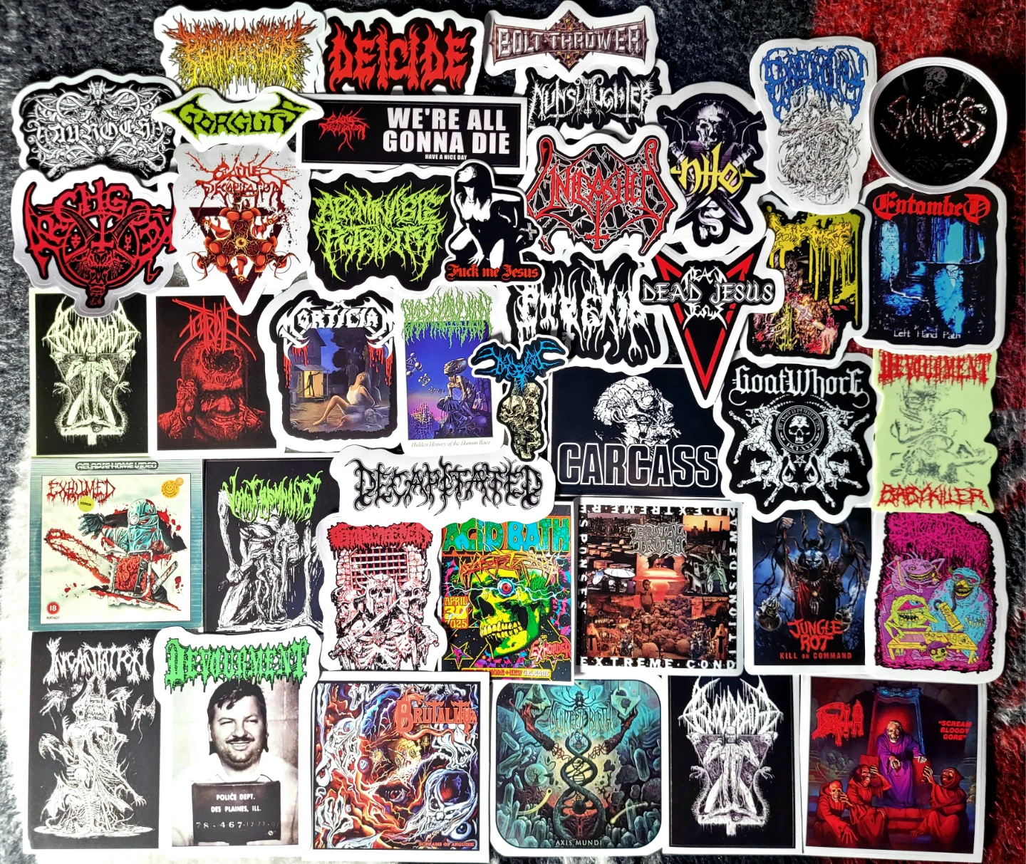 Lot of 41 LARGE Vinyl HD Death Metal Stickers