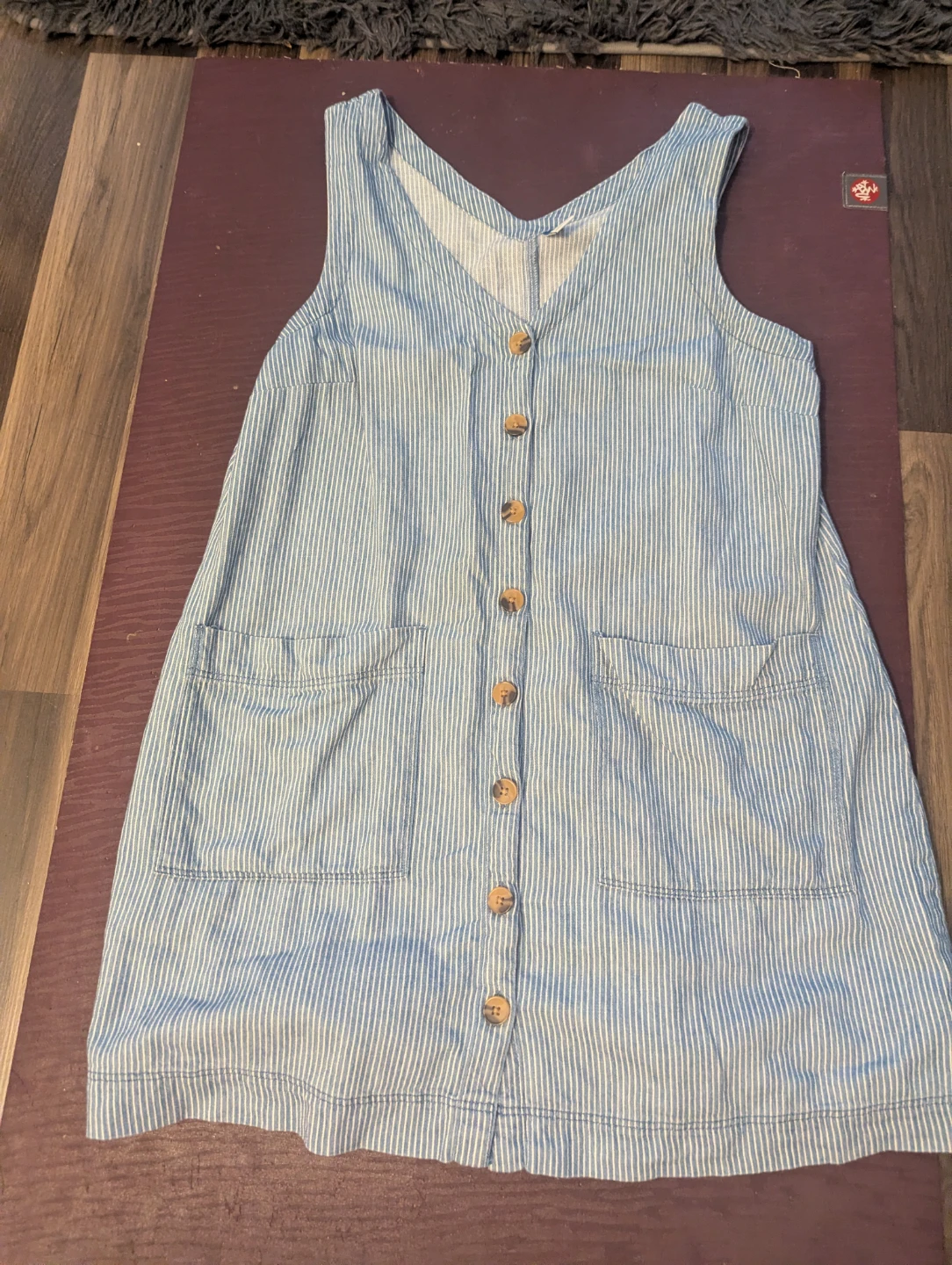 Old Navy Blue and White Striped Button-Down Dress