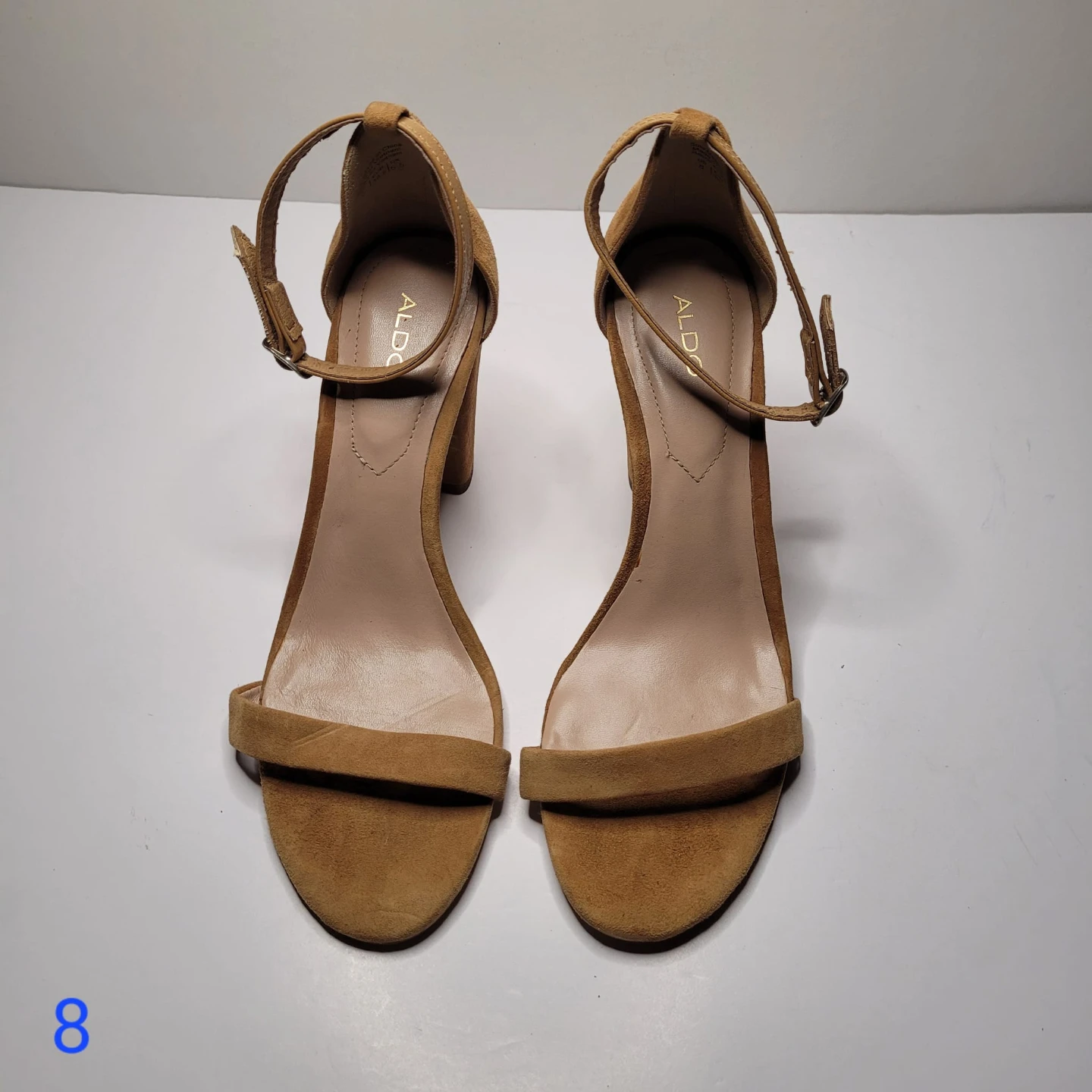 ALDO Tan Suede Block Heel Sandals Size 8
