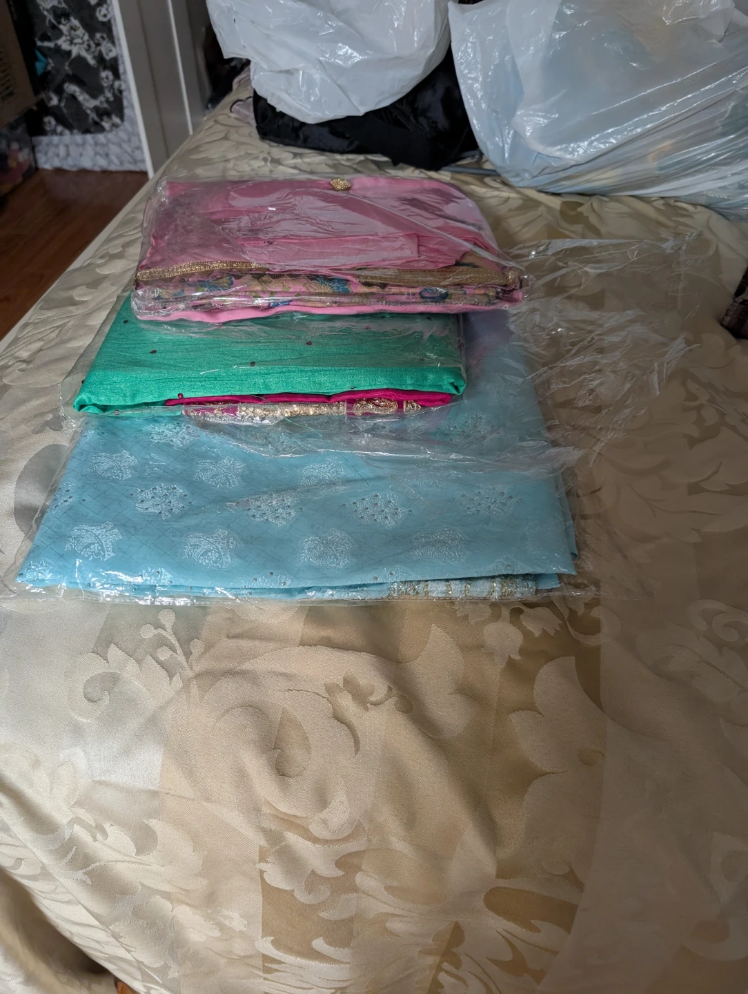 Set of 3 South Asian Traditional Salwar Kameez Suits unstitched