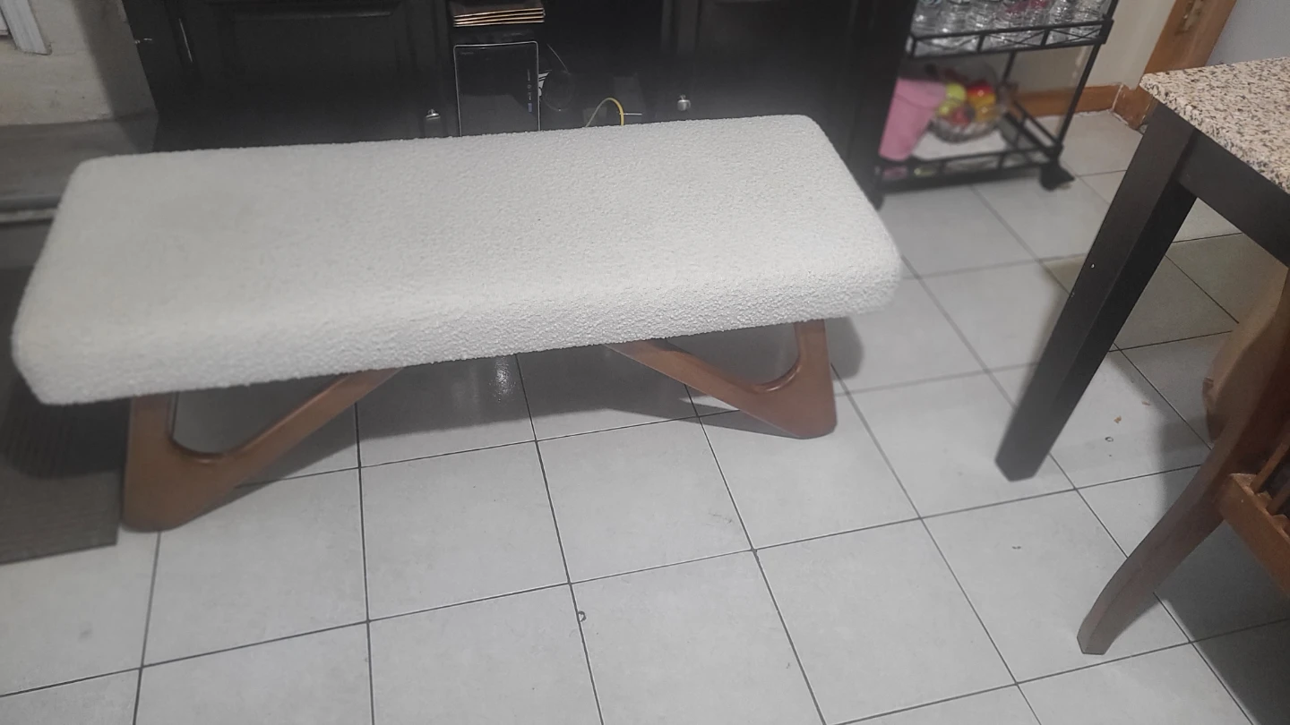 Cream Boucle Upholstered Bench