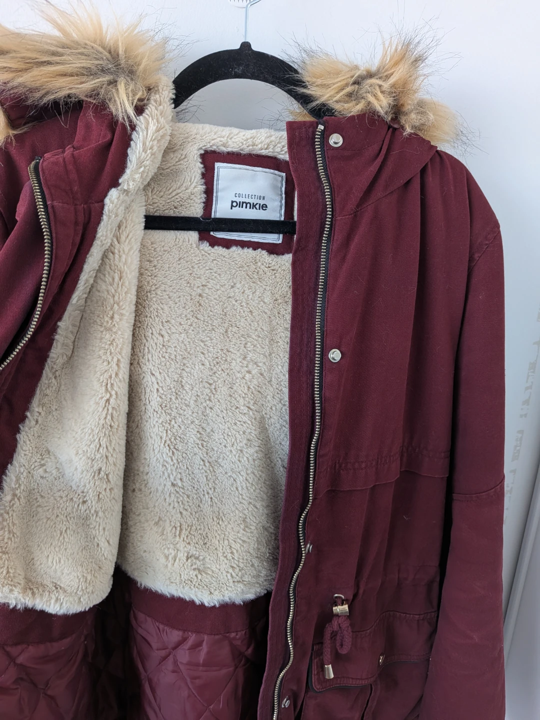 Pimkie Burgundy Faux Fur Lined Parka / Coat - photo 2