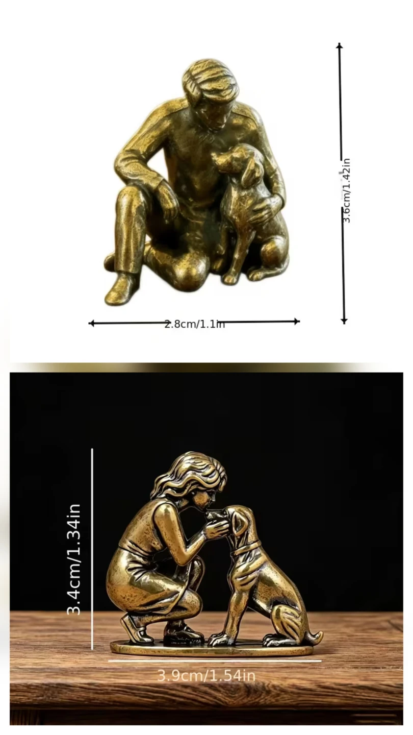 Brass Miniature Best Friends Dog Figurines – Set of 2 *new - photo 5