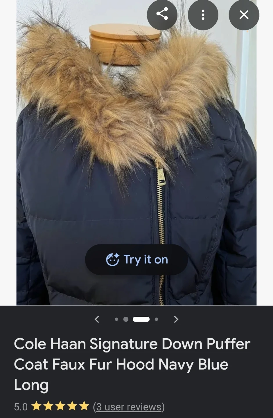 Cole Haan Signature Long Puffer W/ Faux Fur Hood in a Ladies L - photo 4
