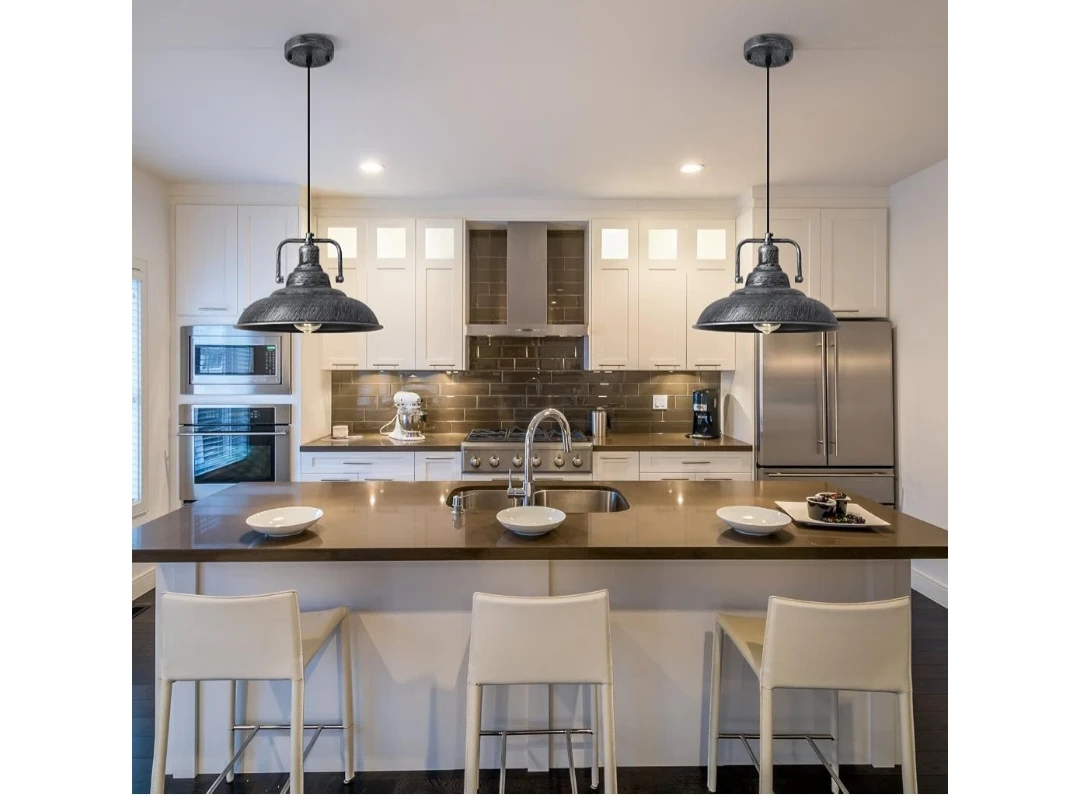 Two Industrial Style Metal Pendant Lights - photo 4