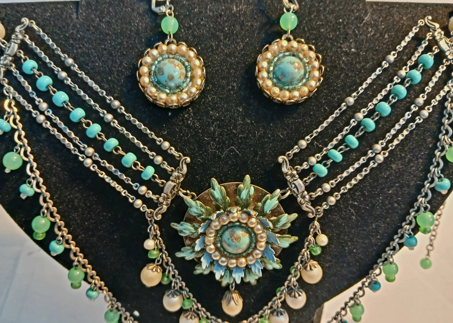 Vintage-Style Multi-Layer Necklace and Earring Set - photo 4
