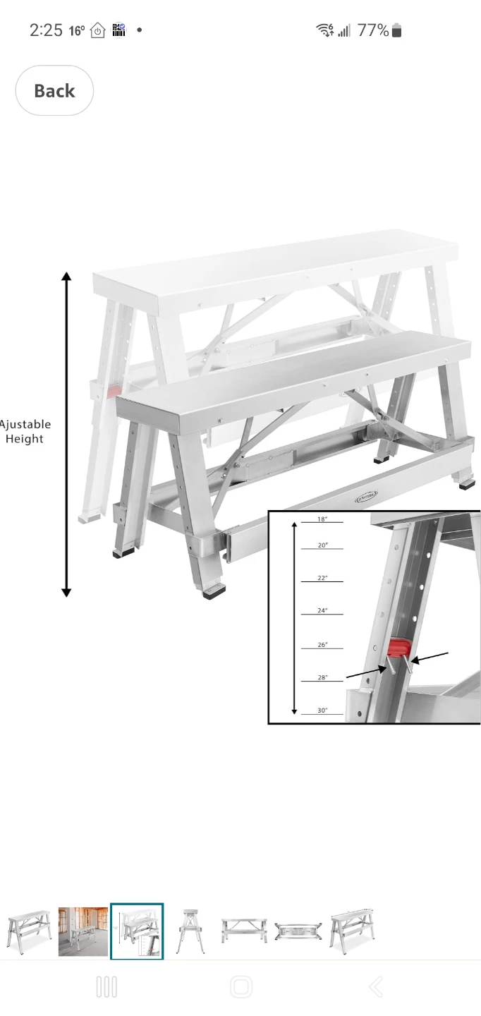Adjustable Aluminum Drywall bench 48 inch long - photo 3