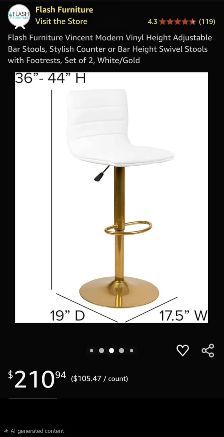 3 Flash Furniture Vincent Swivel Bar Stools, - photo 2