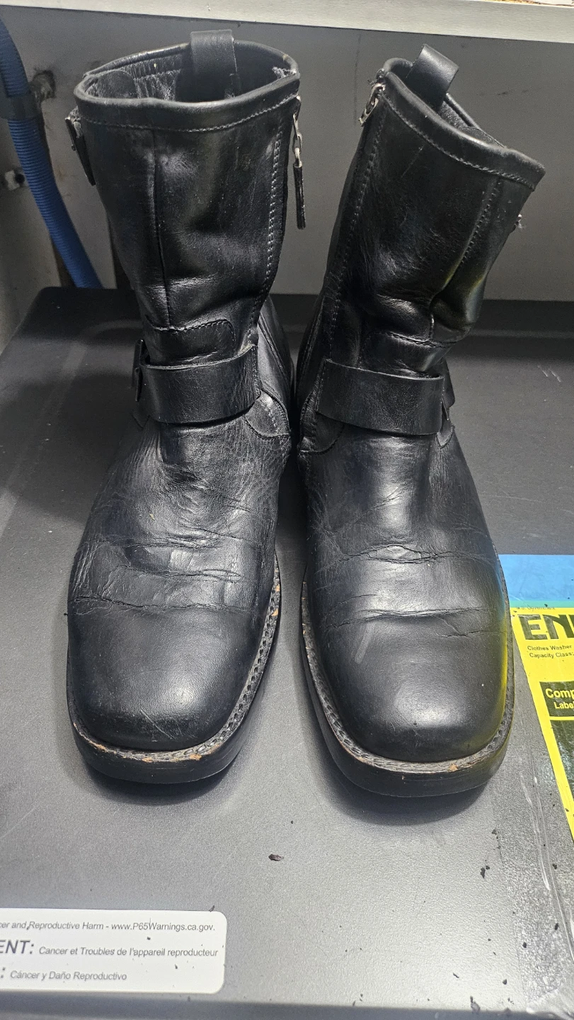 Black Leather Motorcycle Boots Size 10M