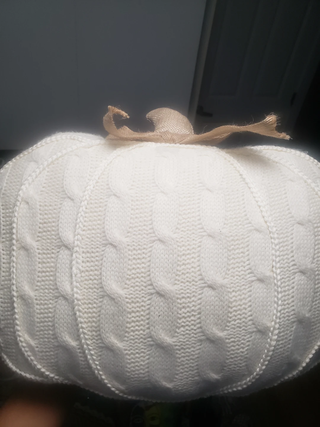 Set of Two Cream Cable Knit Pumpkins