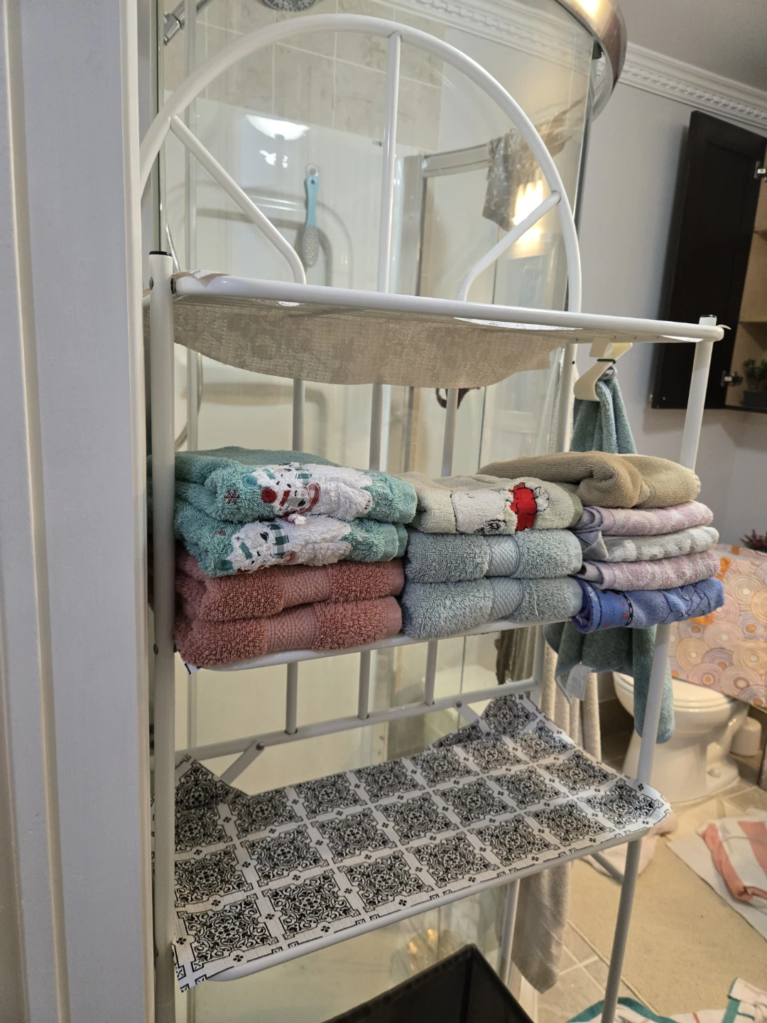 White Metal Bathroom Over-The-Toilet Storage Shelf