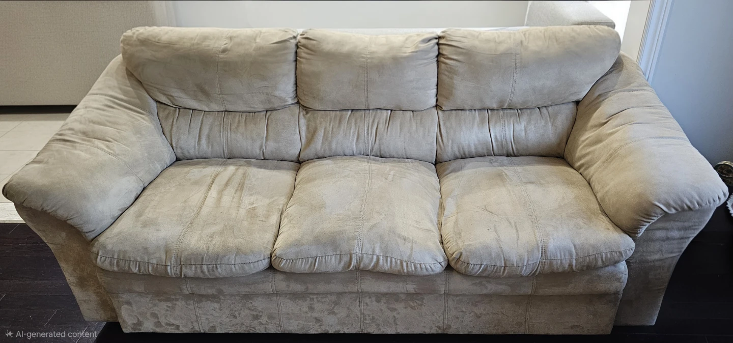 Beige Reclining Sofa and Loveseat Set