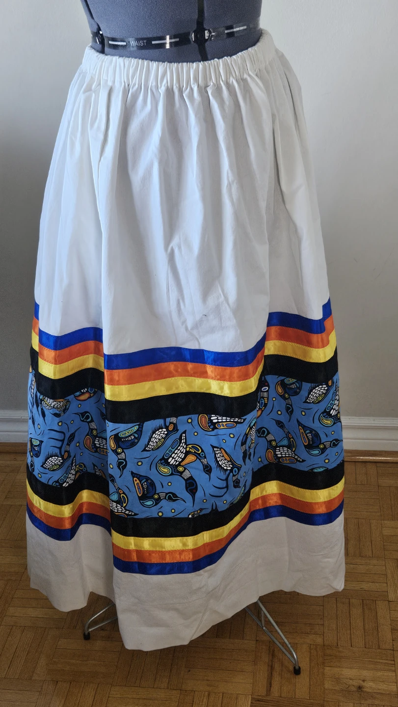 Handmade Ribbon Skirt with Loon Pattern