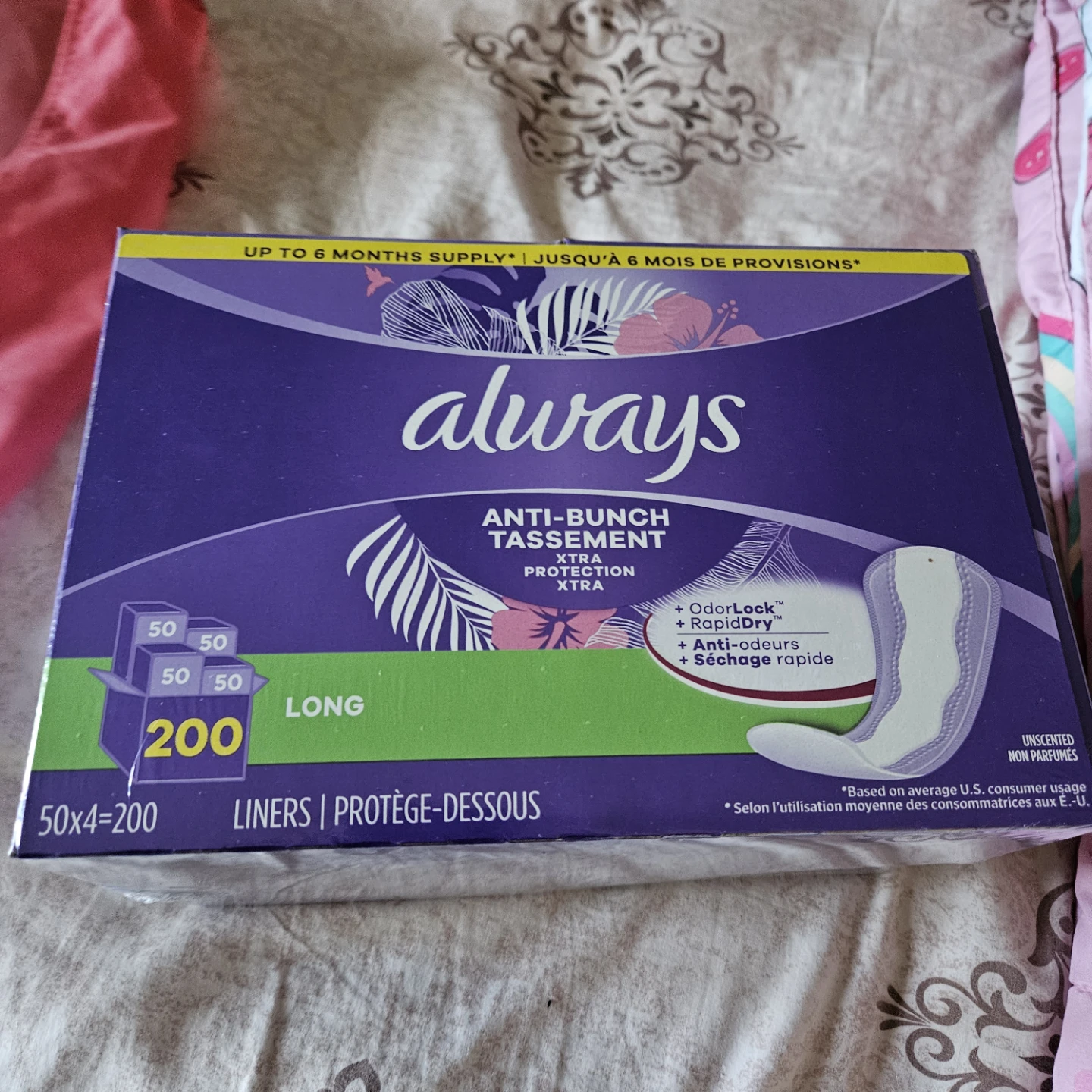 Always Long Unscented Liners, 200 Count