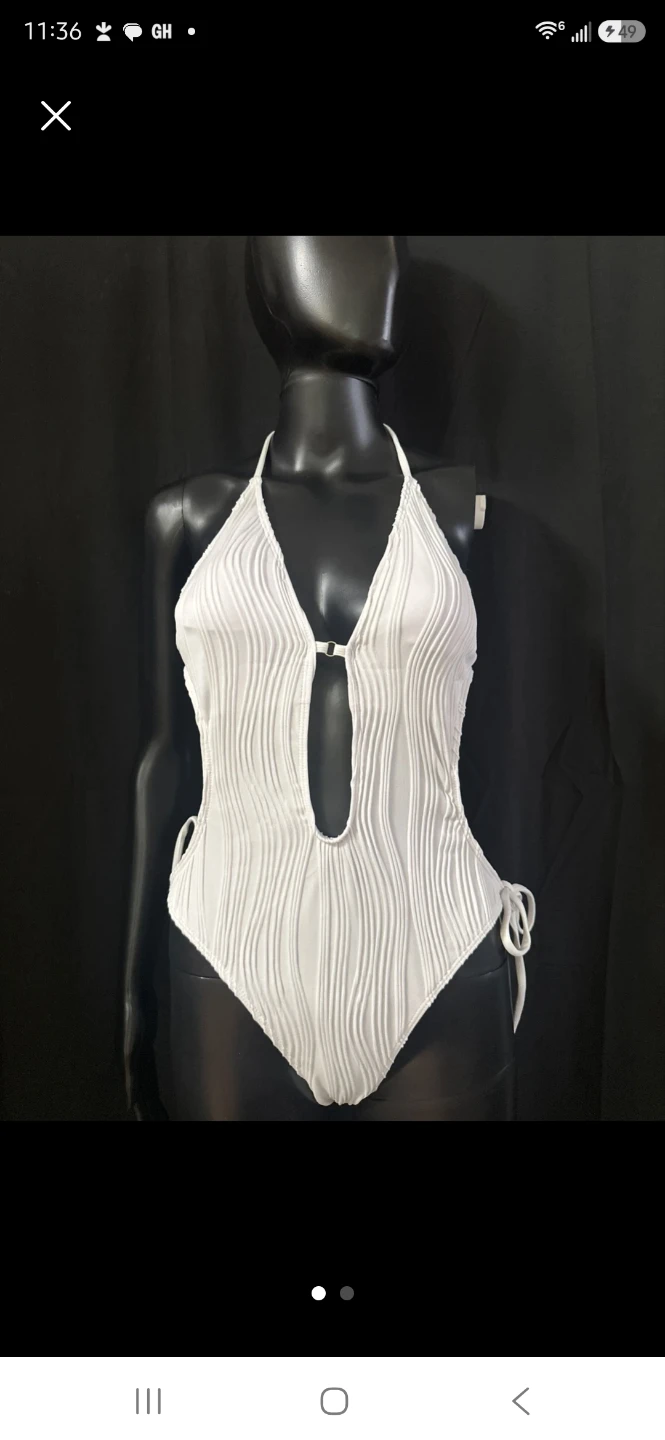 White Textured One-Piece Swimsuit - photo 4