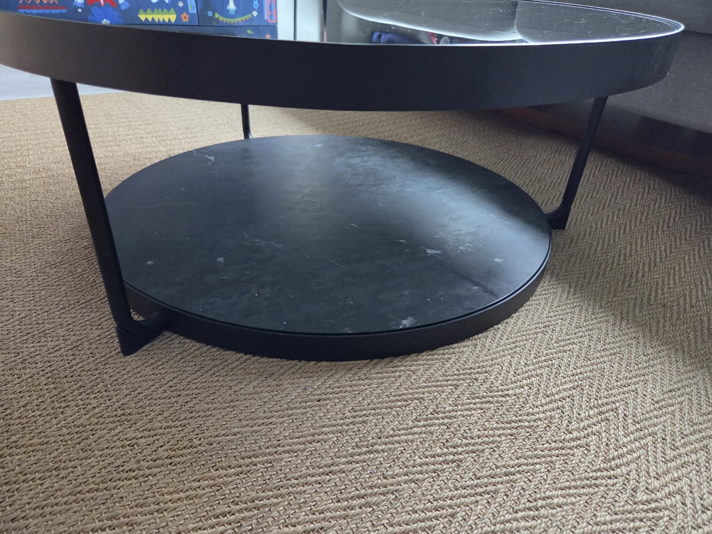 Ikea Round Black Coffee Table with Glass Top - photo 4