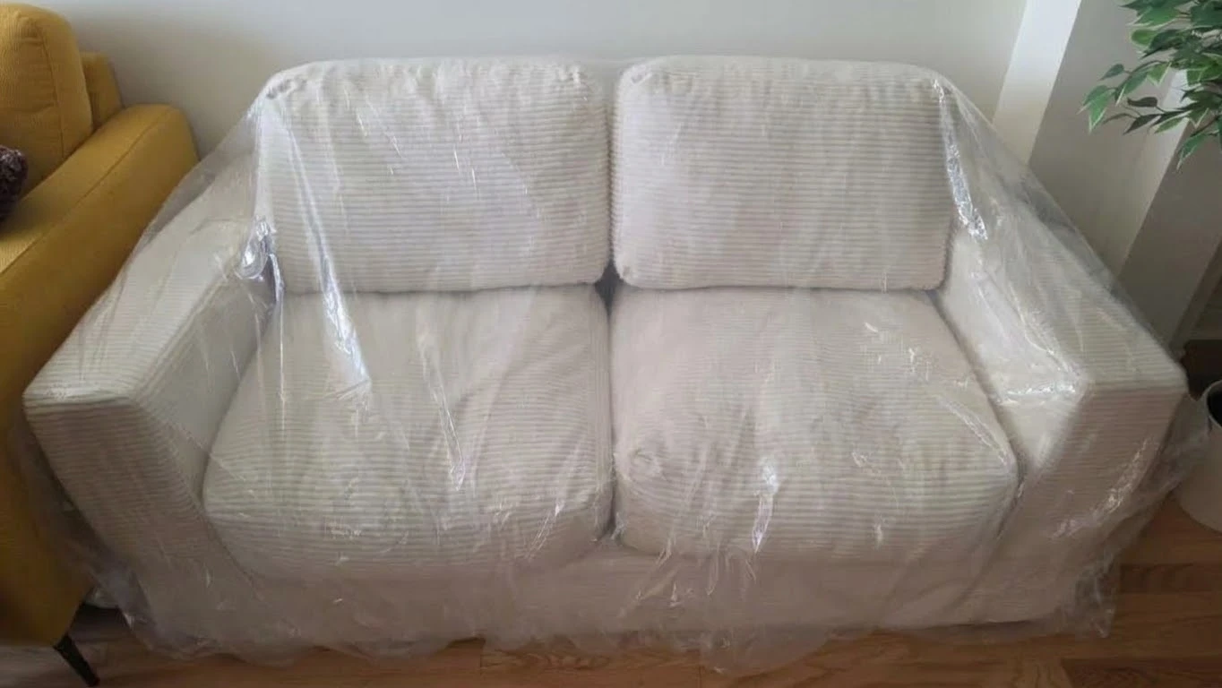 Beige Corduroy Loveseat