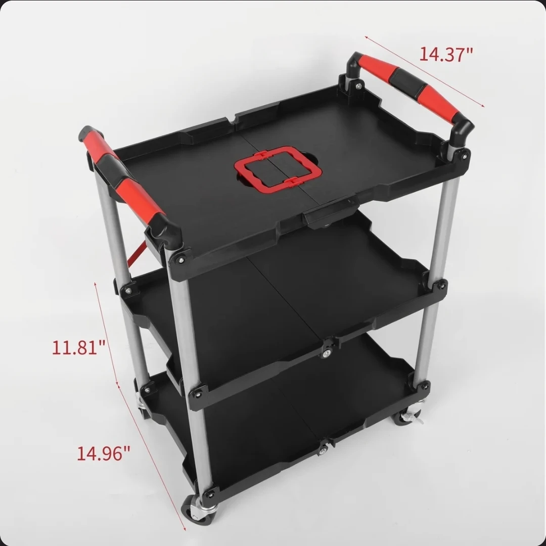 GARVEE 3-Tier Collapsible Rolling Service Cart - photo 4