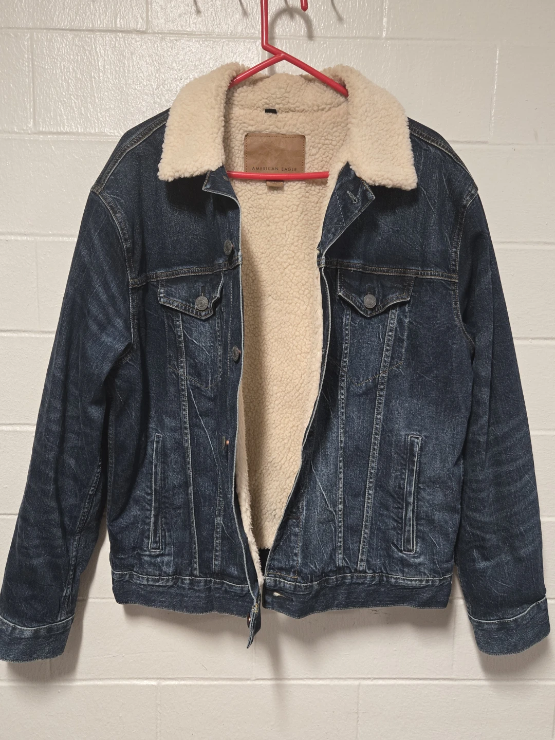 American Eagle Denim Sherpa Trucker Jacket Size Large - photo 3