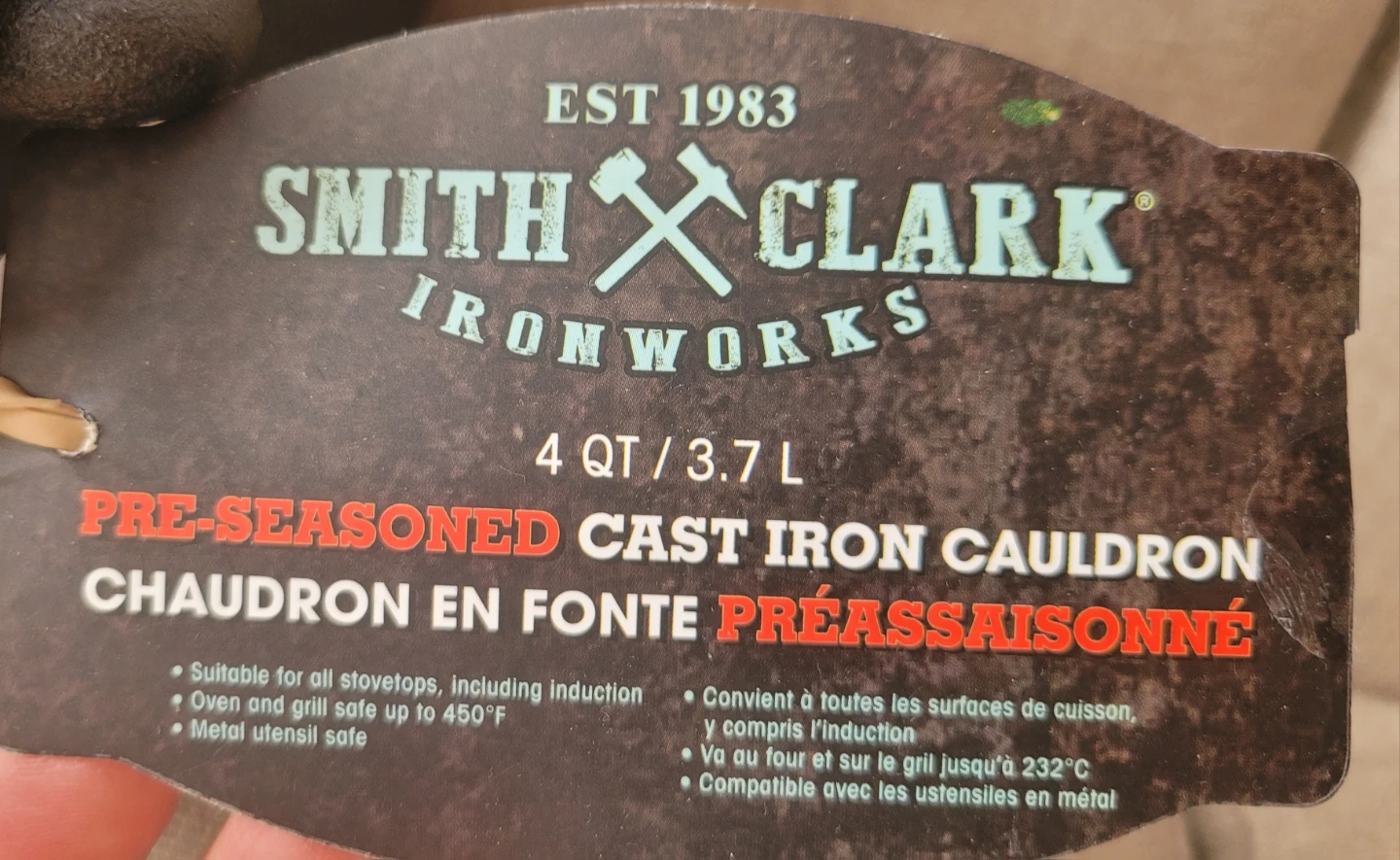 Smith & Clark Pre-Seasoned Cast Iron Cauldron 3.7L - photo 2
